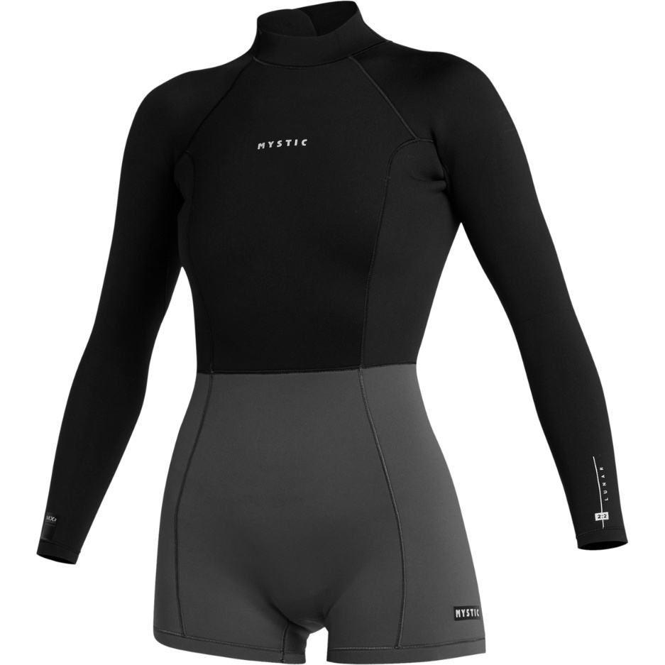 2025 Mystic Womens Lunar Long Arm 2/ 2mm Back Zip Shorty Wetsuit 35000.240111 - Black